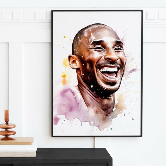 16x20 Kobe Bryant Smiling Portrait Wall Art Watercolor Oil Painting Poster Print - Picture 3 of 4